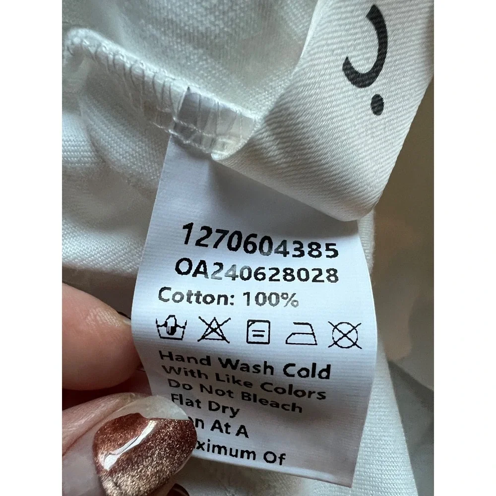 100% Cotton Muscle Tank Top Sleeveless Tie‎ Front Casual White Top Size L